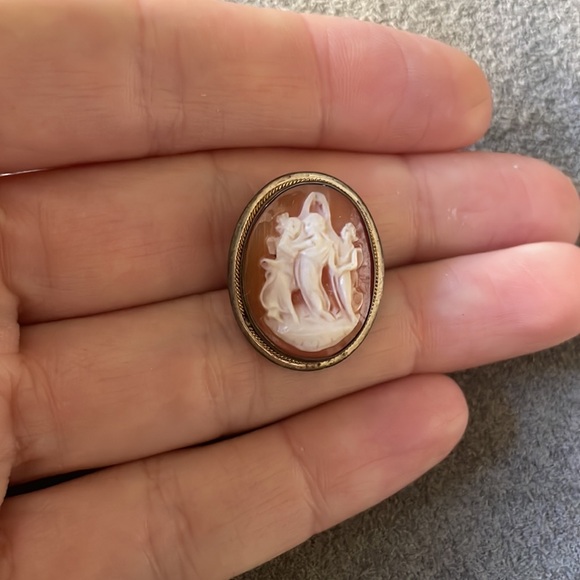 Sterling Cameo Pin Pendant Vintage - Picture 3 of 4
